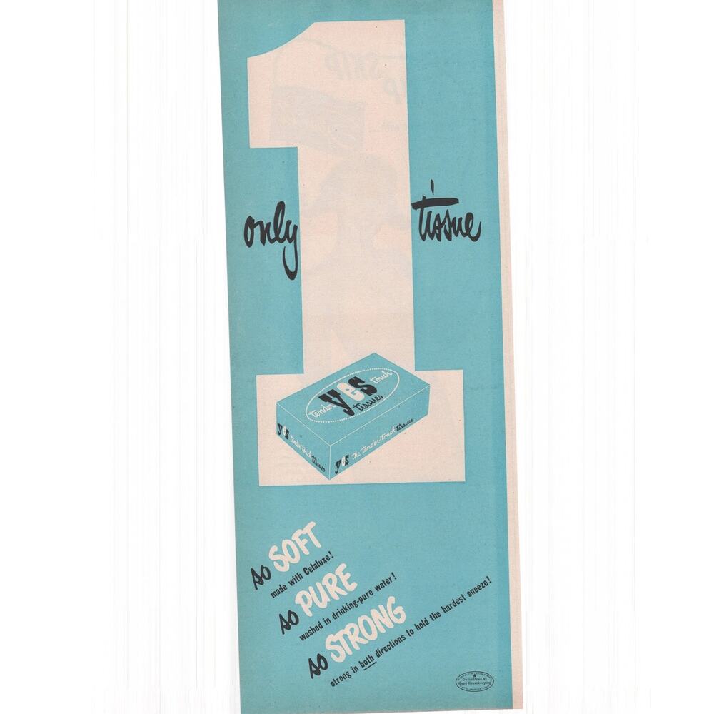 Yes Facial Tissue / Spun Lo Rayon Magazine Advertisement 1940s Vtg Midcentury